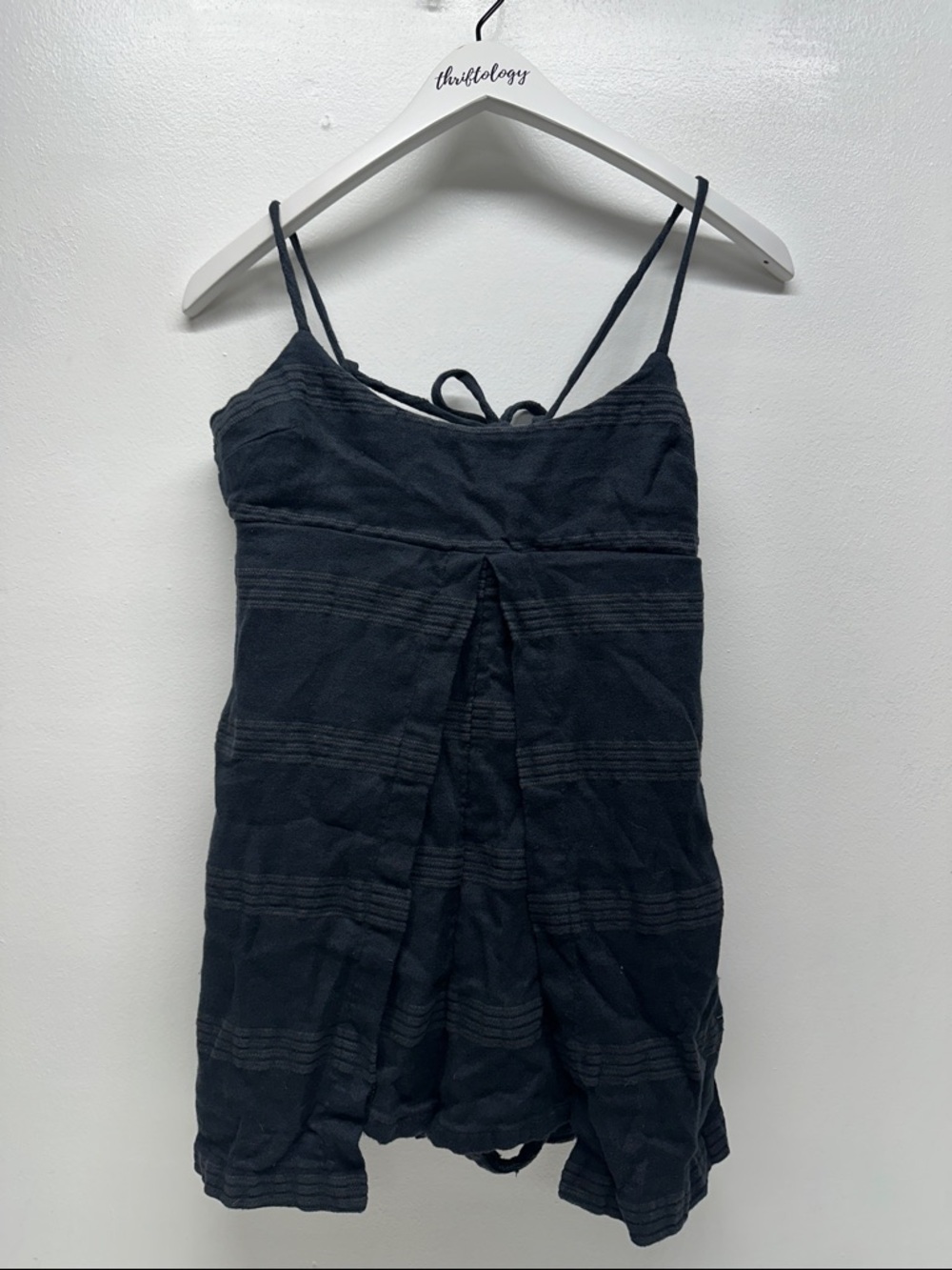 Free People Romy Skort Romper Endless Summer Cotton Linen Striped Blue Size XS